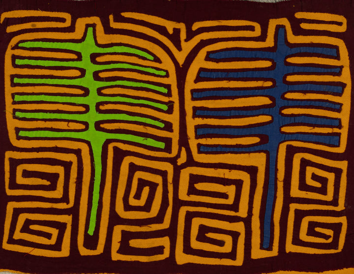 Traditional Blue Green And Gold Classic Mola