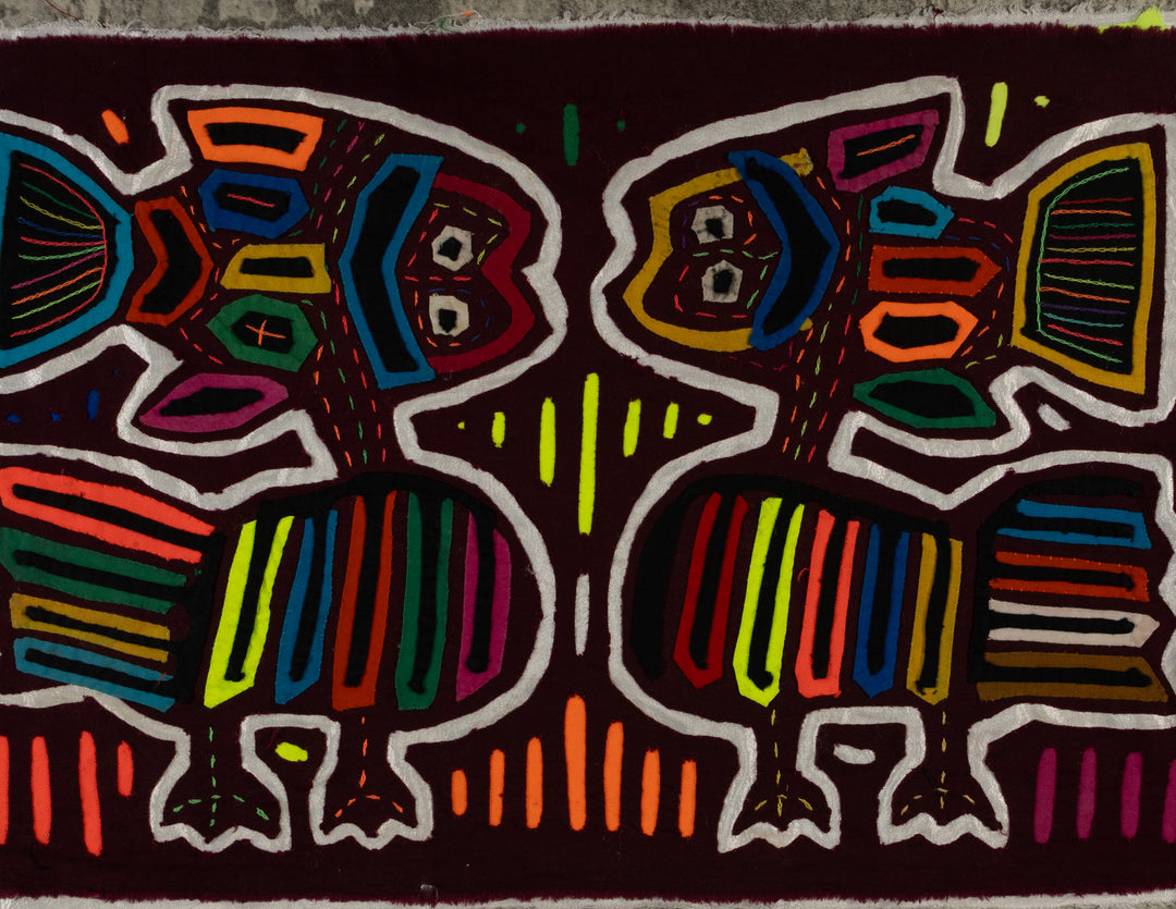 Burgundy And Silver Fish Head Mola