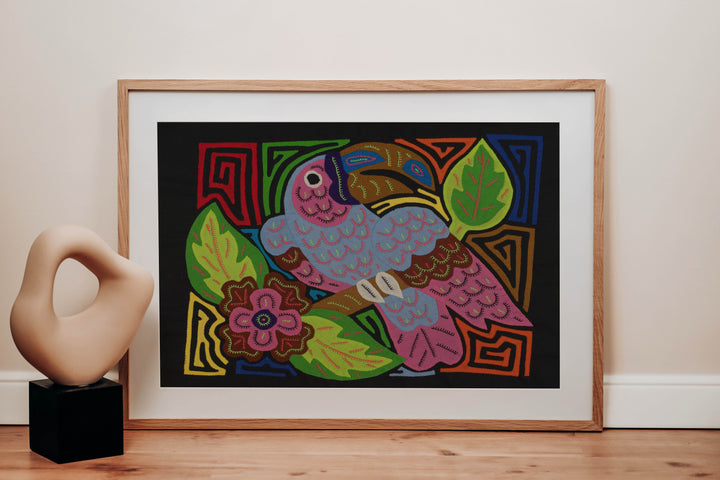 Fantasy Pink Gray And Green Toucan Parrot Bird Mola