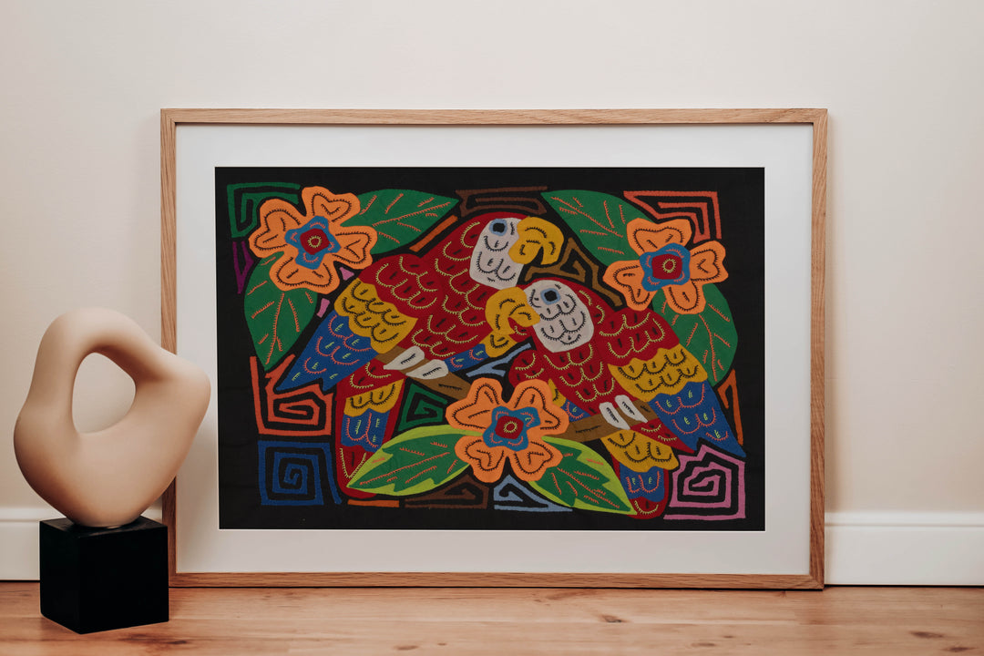 Fantasy Blue Red And Yellow Two Parrot Mola