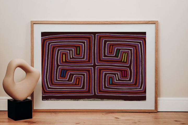 Traditional Purple Orange And White Classic Design Mola