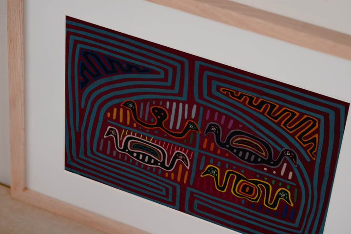 Traditional Burgundy And Blue Two-Head Worm Mola