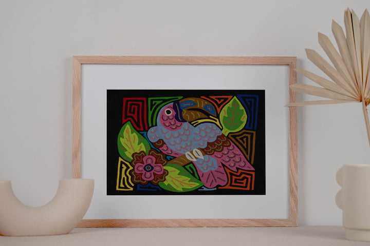 Fantasy Pink Gray And Green Toucan Parrot Bird Mola