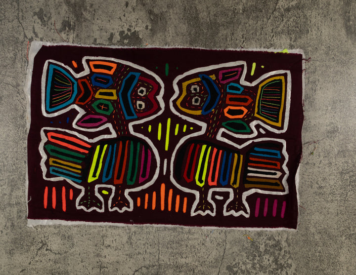 Burgundy And Silver Fish Head Mola