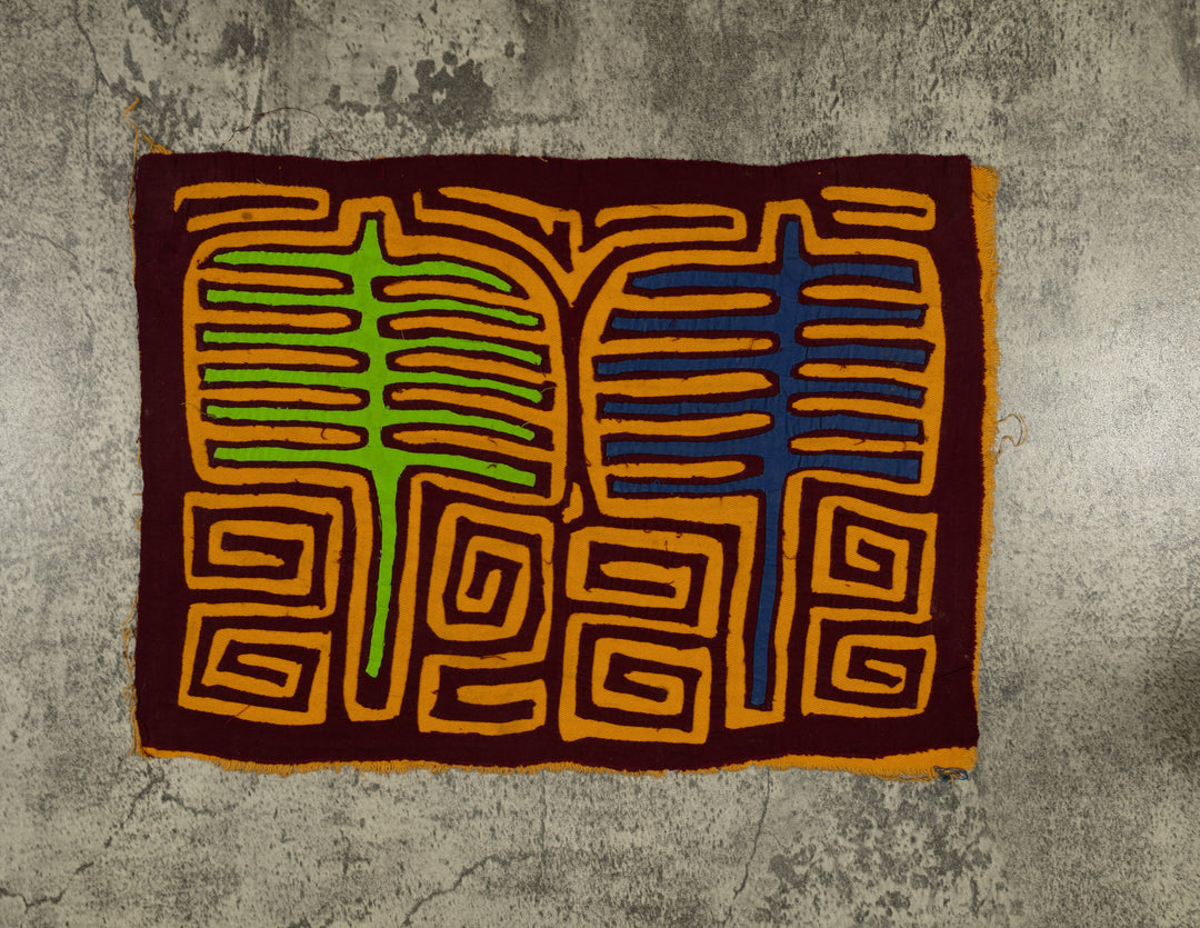 Traditional Blue Green And Gold Classic Mola