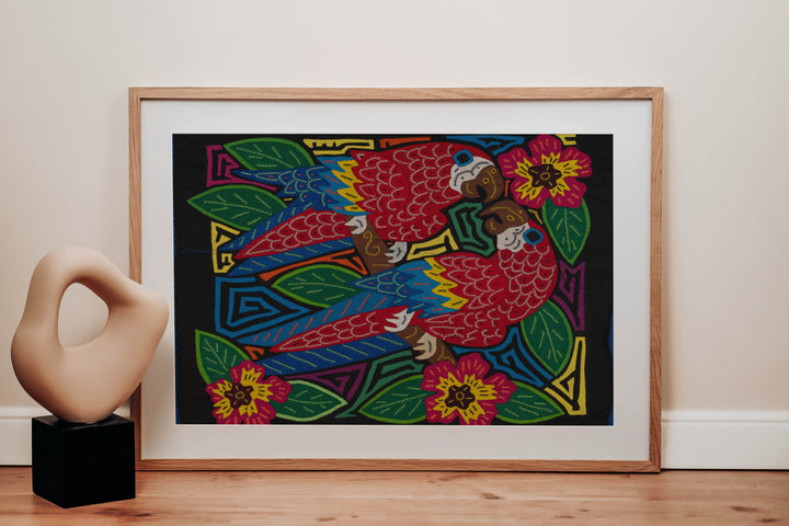 Fantasy Blue Red And Yellow Two Parrot Mola