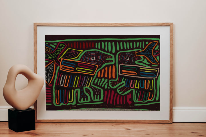 Burgundy And Green Mother And Son Mola