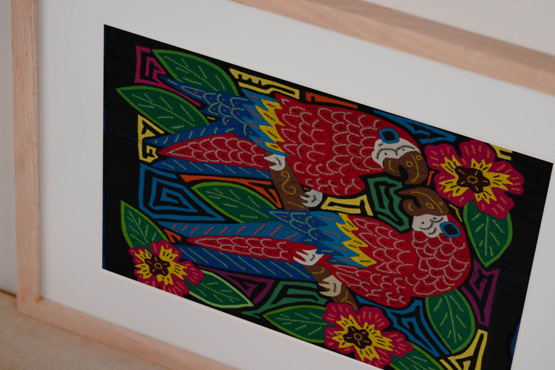 Fantasy Blue Red And Yellow Two Parrot Mola