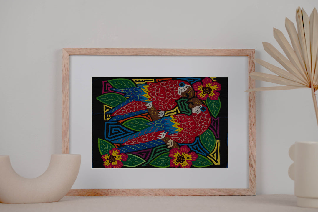 Fantasy Blue Red And Yellow Two Parrot Mola