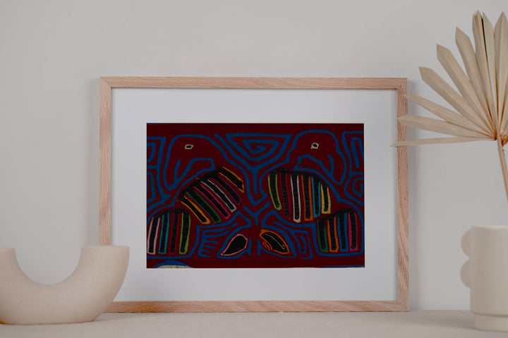 Traditional Burgundy And Blue Aw Shucks Bird Mola