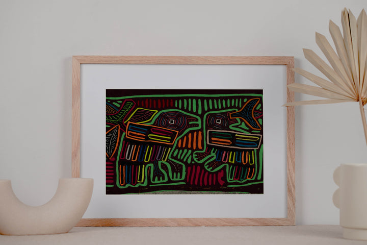 Burgundy And Green Mother And Son Mola