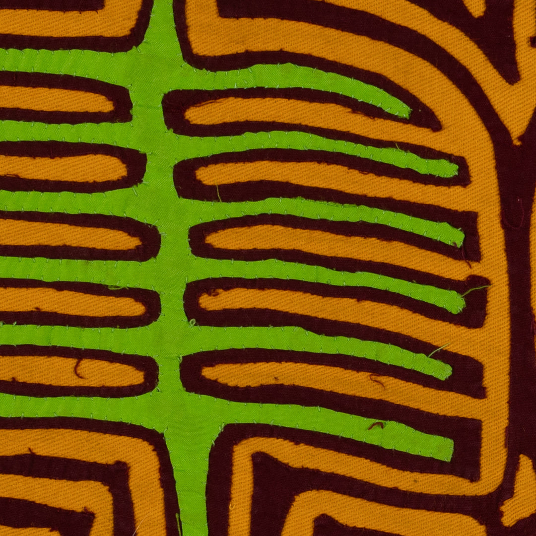 Traditional Blue Green And Gold Classic Mola