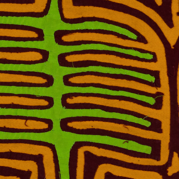 Traditional Blue Green And Gold Classic Mola