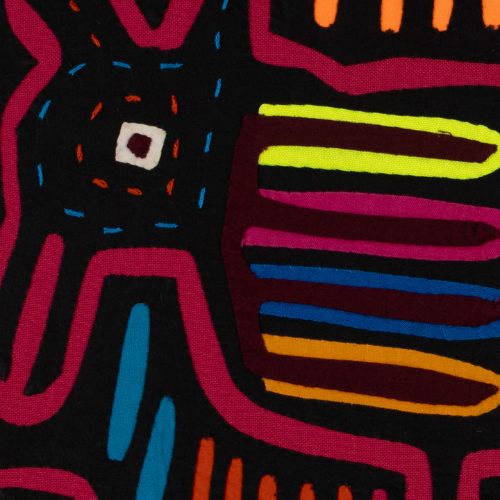 Traditional Black And Red Two-Head Puppy Dog Mola