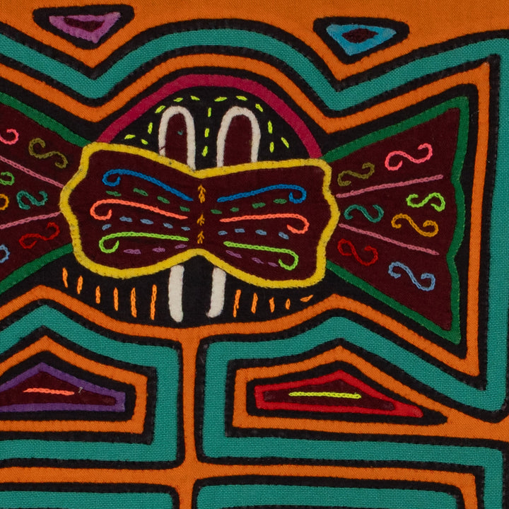 Traditional Orange And Green Big Ear Twin Sister Mola