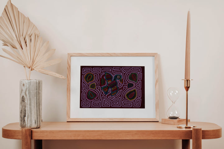 Traditional Purple On Purple Bird Mola