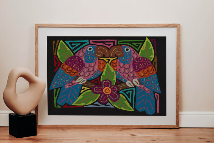 Fantasy Pink And Blue Two Parrot Bird Mola