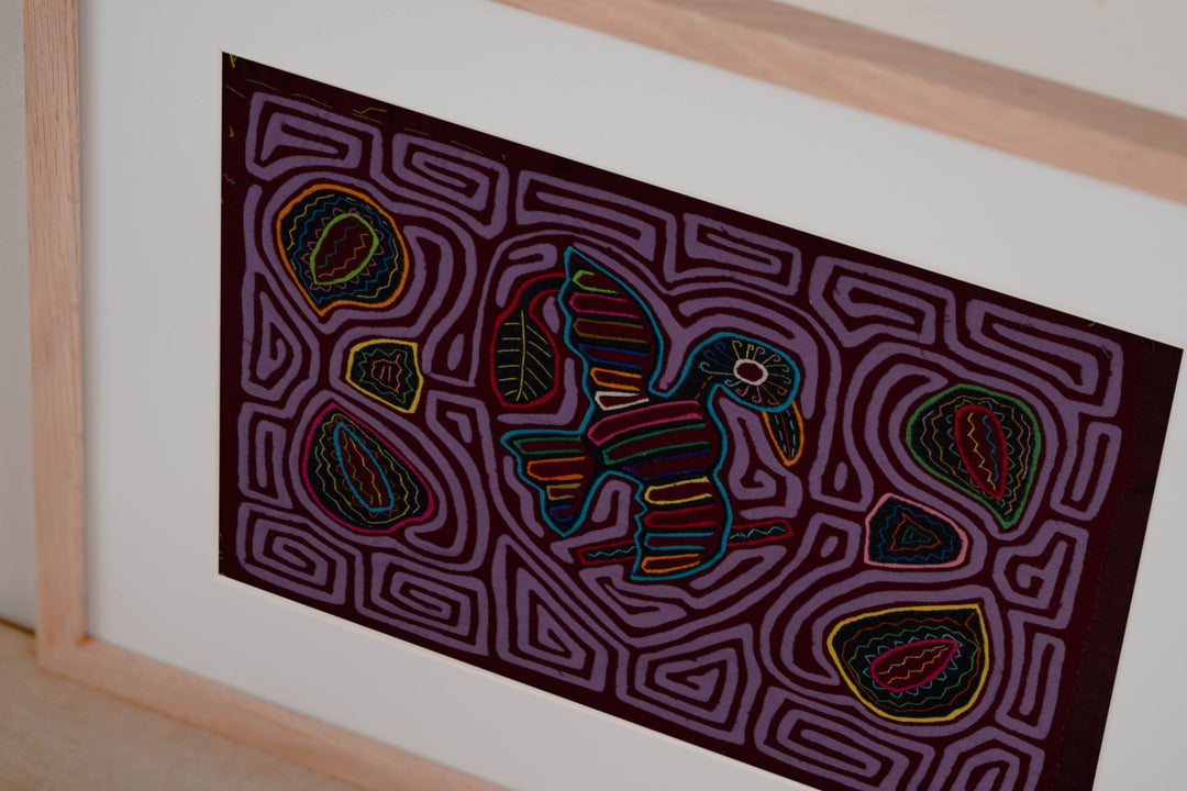 Traditional Purple On Purple Bird Mola