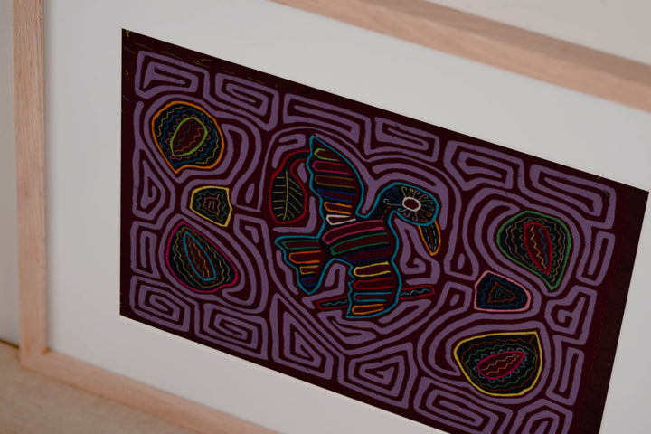 Traditional Purple On Purple Bird Mola