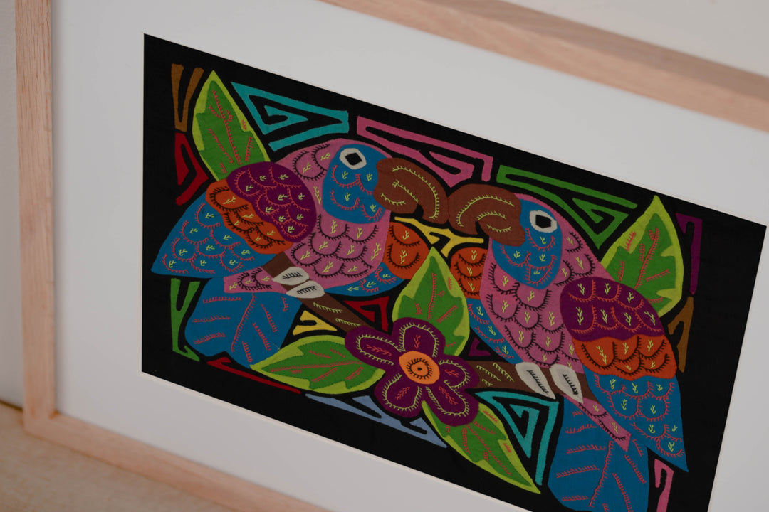 Fantasy Pink And Blue Two Parrot Bird Mola