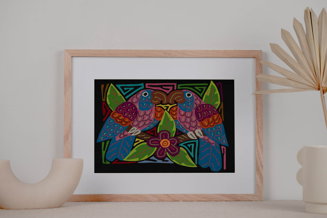 Fantasy Pink And Blue Two Parrot Bird Mola