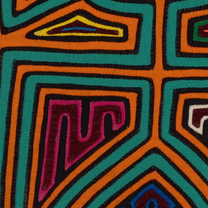 Traditional Orange And Green Big Ear Twin Sister Mola