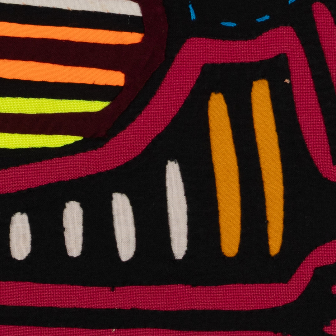 Traditional Black And Red Two-Head Puppy Dog Mola