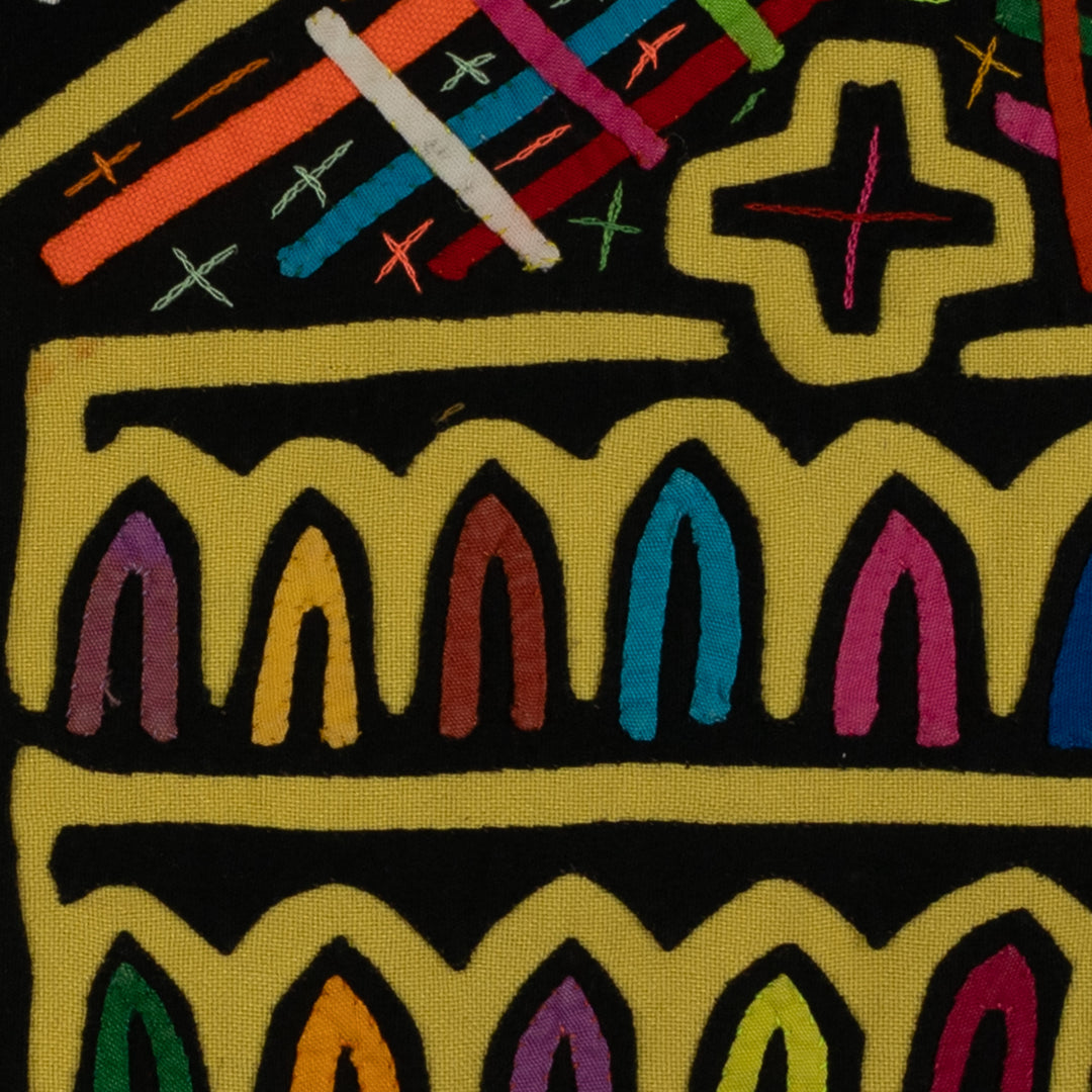 Traditional Black And Yellow Birdhouse Mola