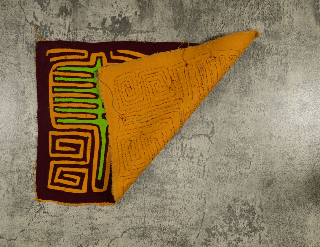 Traditional Blue Green And Gold Classic Mola