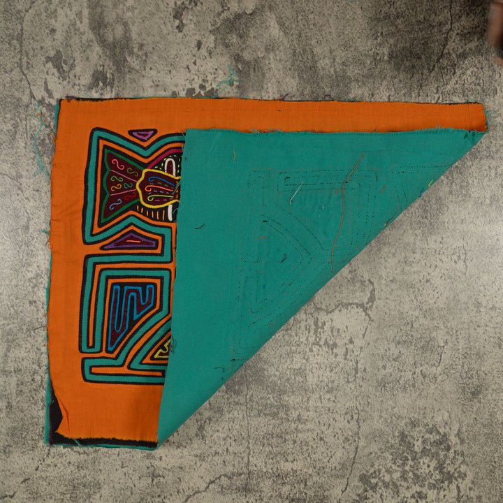 Traditional Orange And Green Big Ear Twin Sister Mola