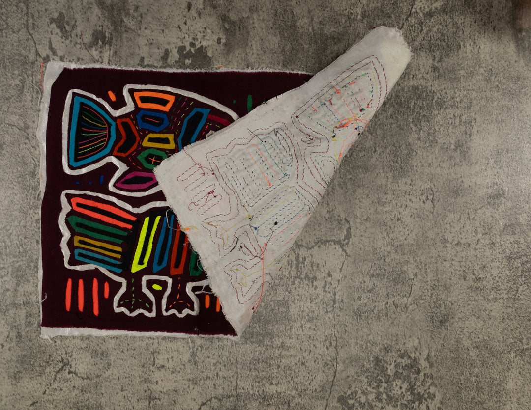 Burgundy And Silver Fish Head Mola