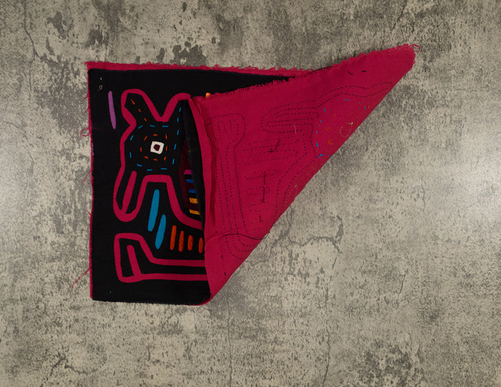 Traditional Black And Red Two-Head Puppy Dog Mola