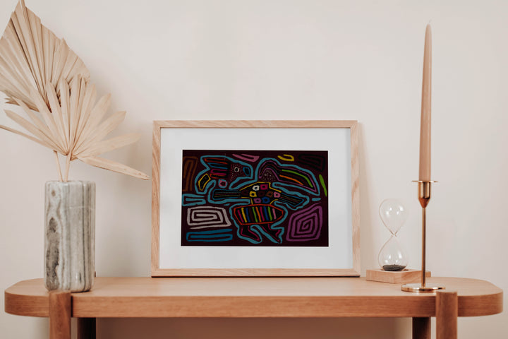 Classic Maroon And Turquoise Flying Witch Mola