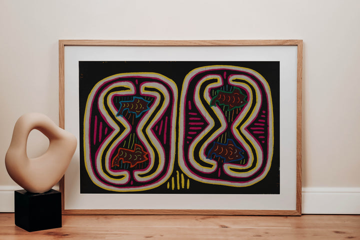 Traditional While Yellow And Pink Weird Fishbowl Mola