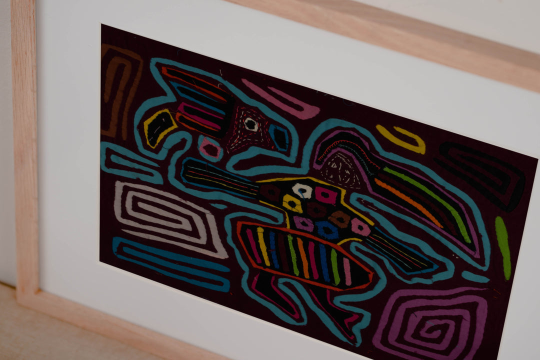 Classic Maroon And Turquoise Flying Witch Mola