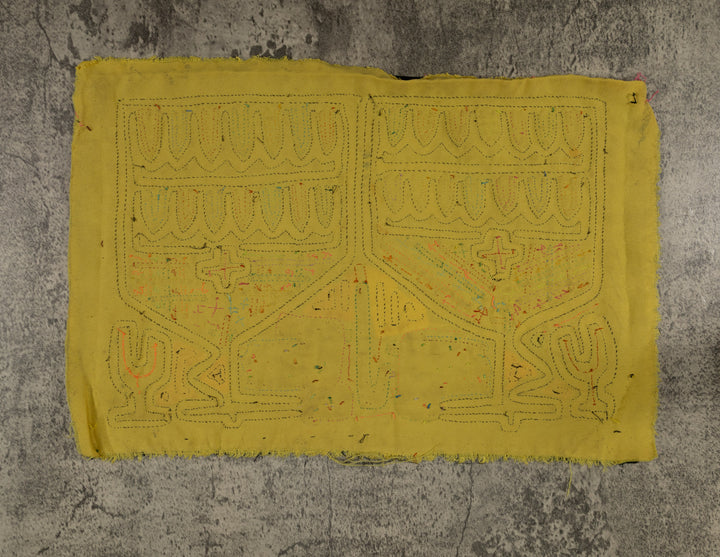 Traditional Black And Yellow Birdhouse Mola