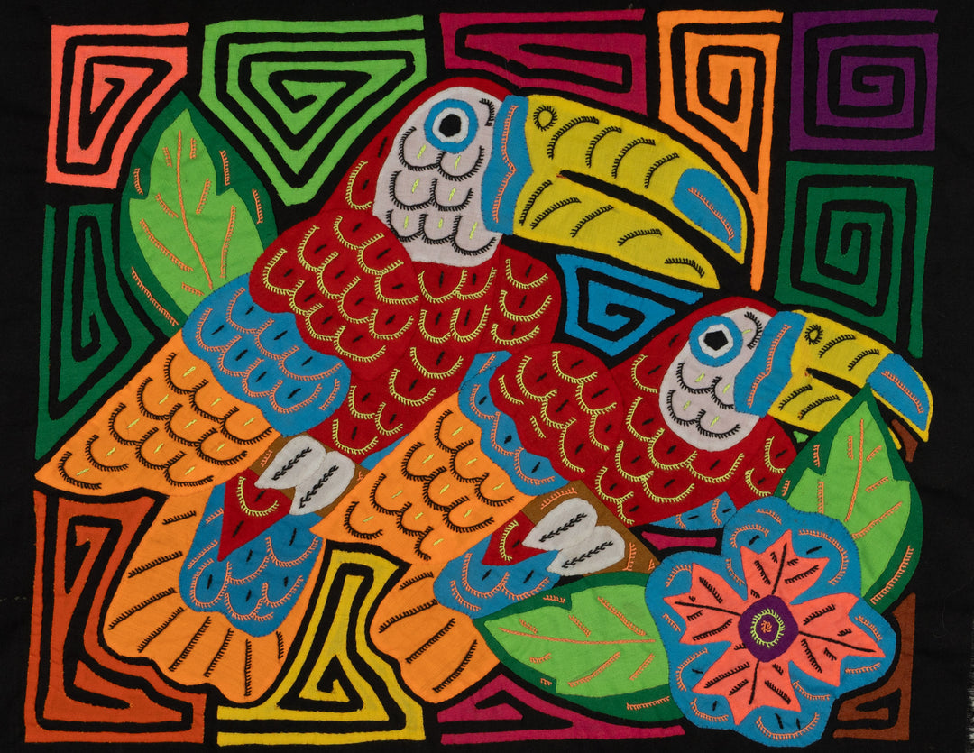 Colorful Red Toucan Pair Mola