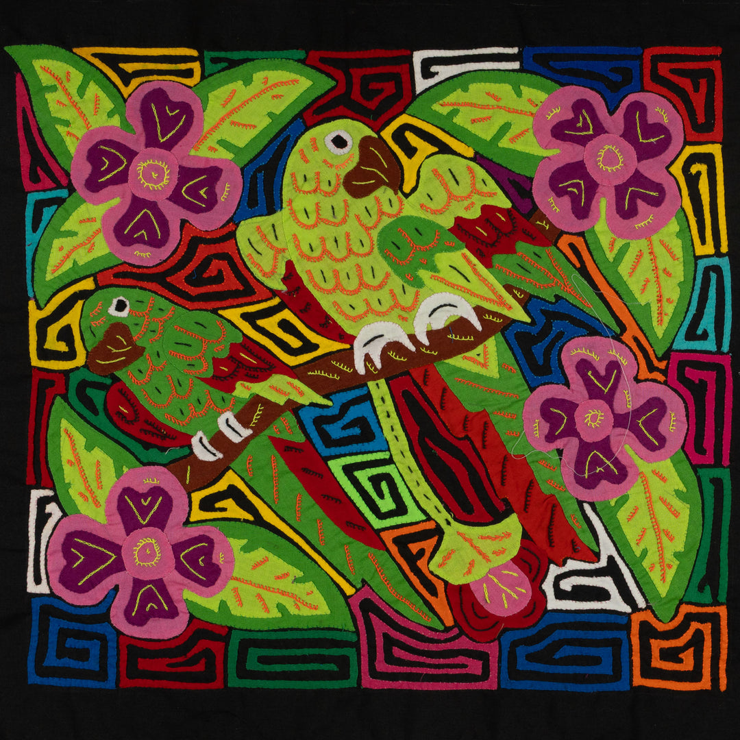 Fantasy Green And Pink Two Parrot Bird Mola
