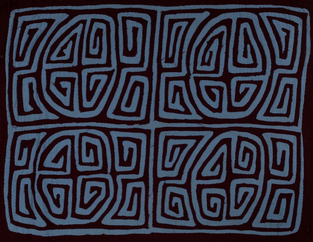 Classic Maroon And Blue Kuna Mola