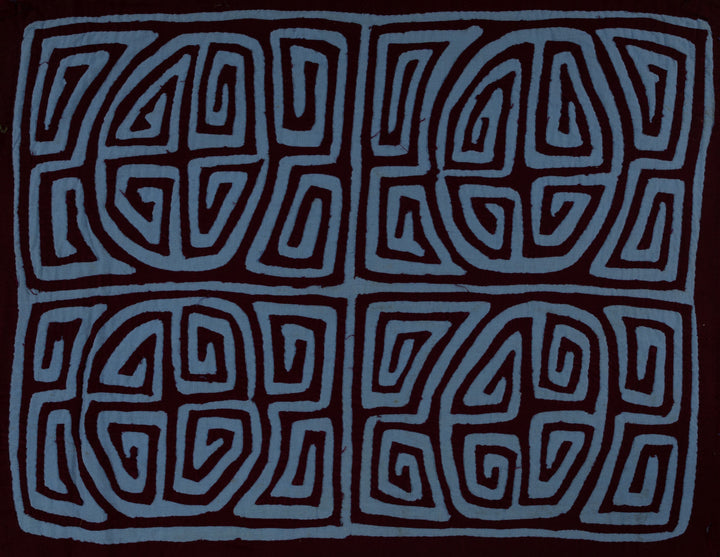 Classic Maroon And Blue Kuna Mola