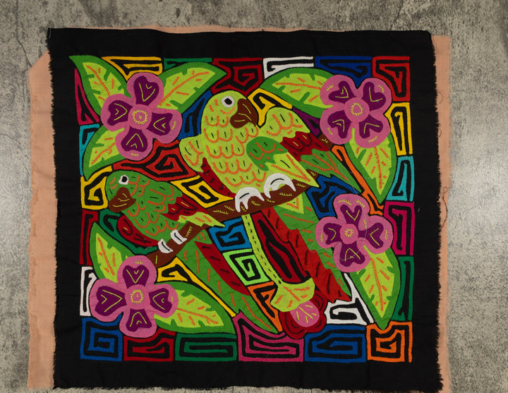 Fantasy Green And Pink Two Parrot Bird Mola