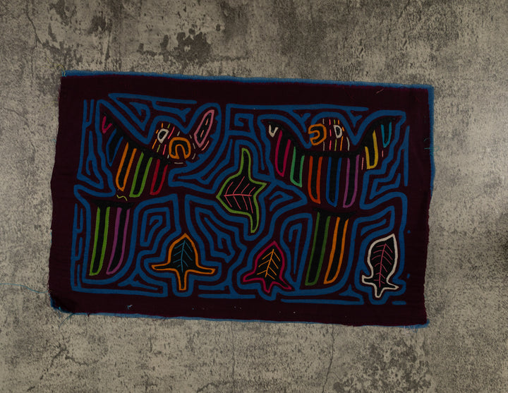 Traditional Burgundy And Blue Dueling Parrot Bird Mola