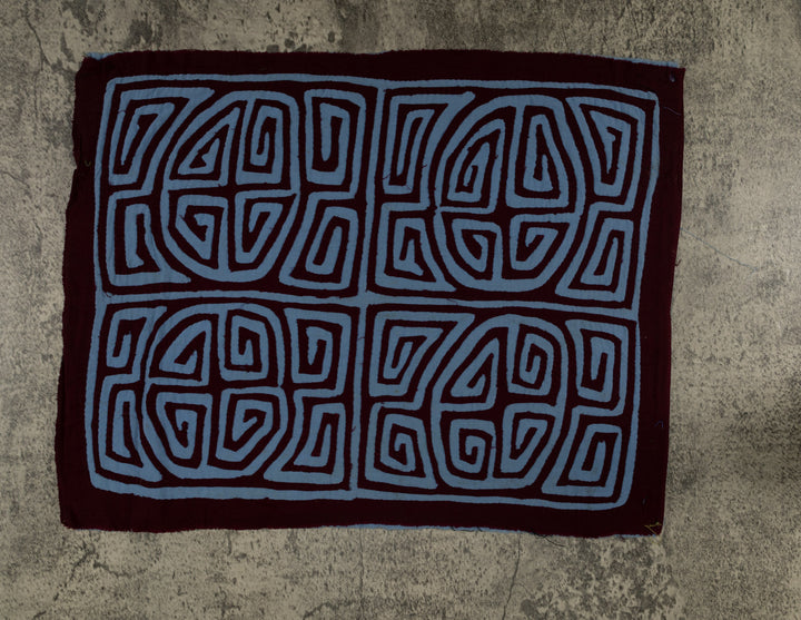 Classic Maroon And Blue Kuna Mola