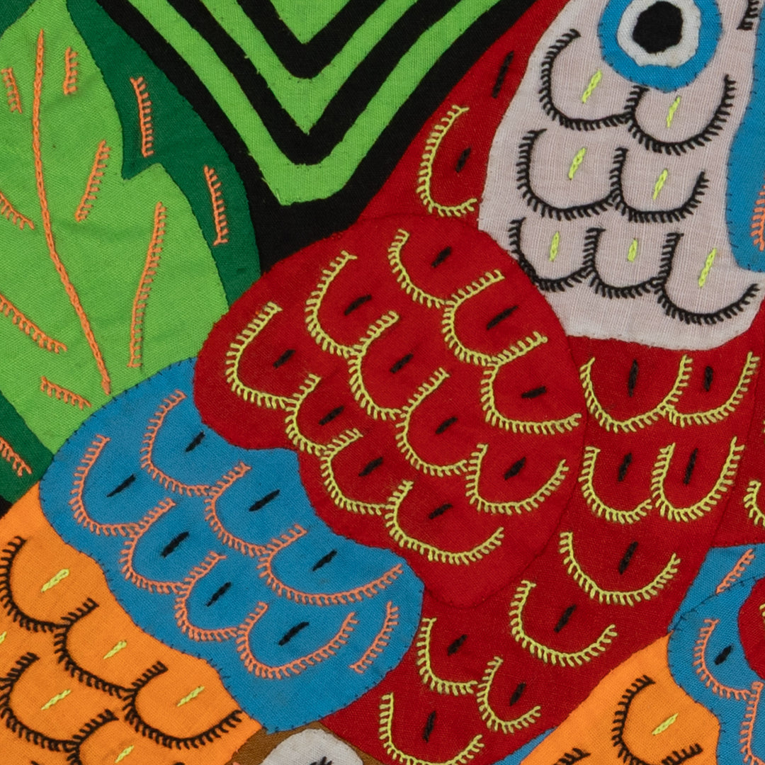 Colorful Red Toucan Pair Mola