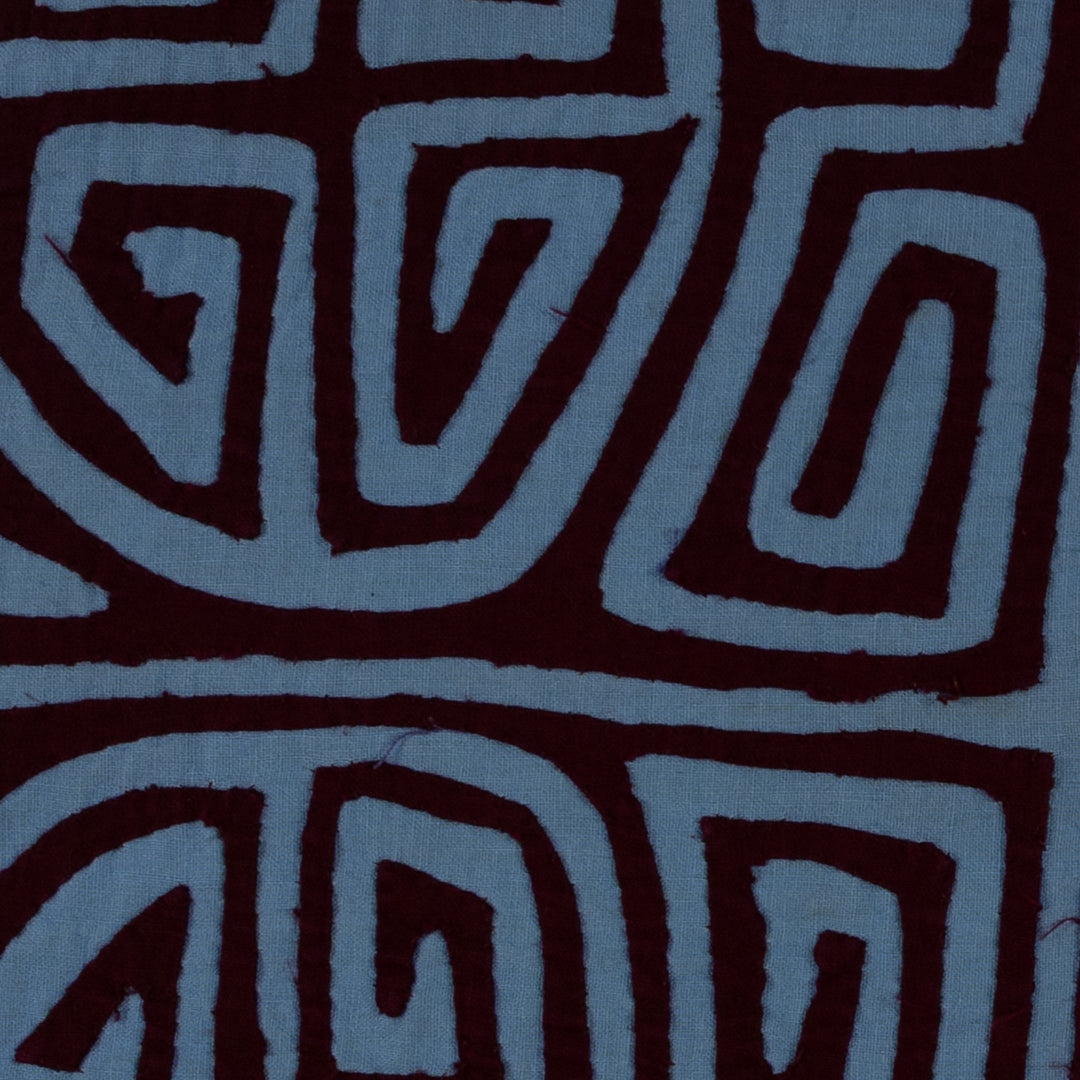 Classic Maroon And Blue Kuna Mola