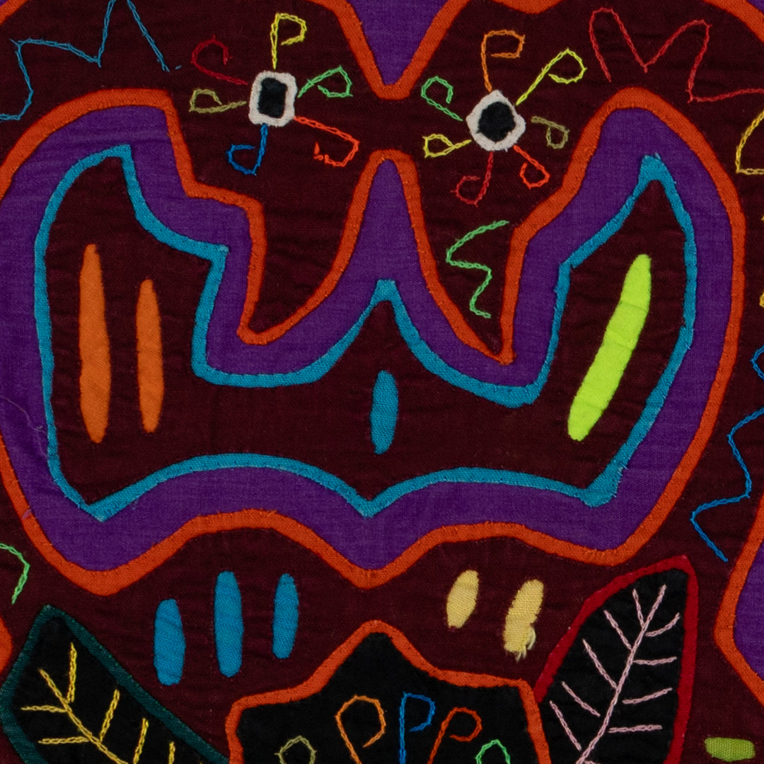 Traditional Burgundy Orange And Blue Lovebird Mola