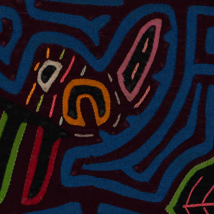 Traditional Burgundy And Blue Dueling Parrot Bird Mola