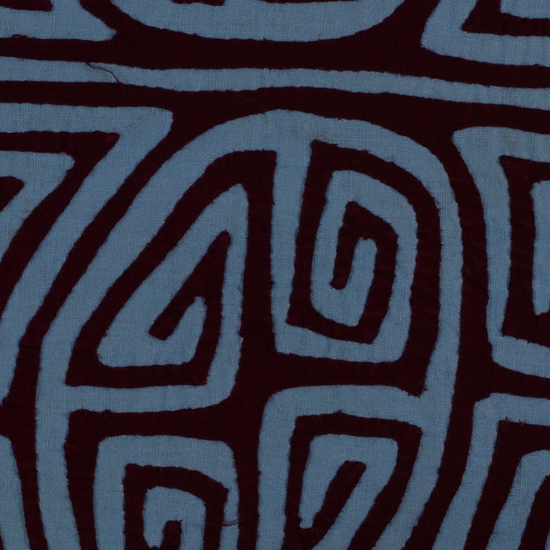 Classic Maroon And Blue Kuna Mola