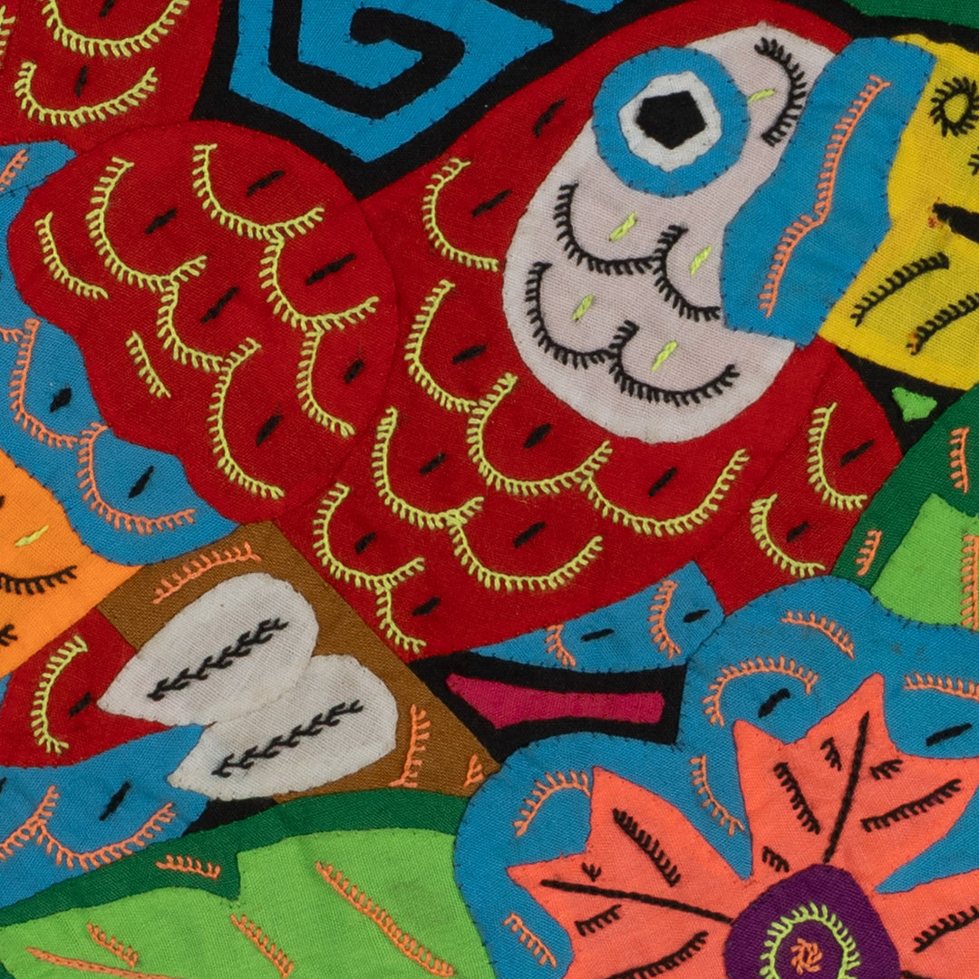 Colorful Red Toucan Pair Mola