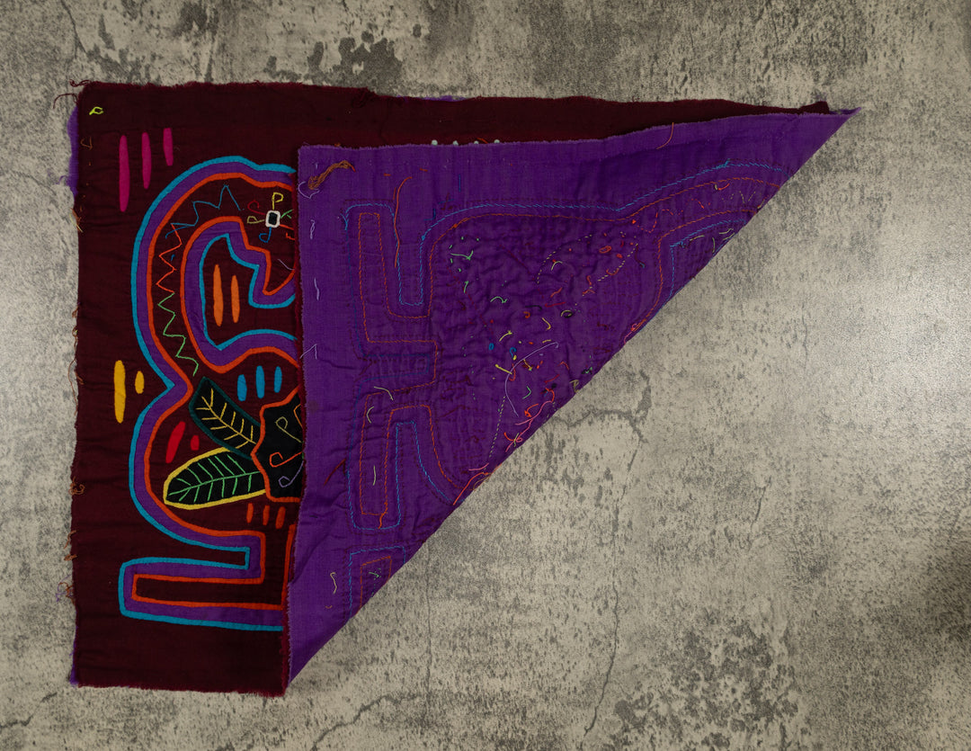 Traditional Burgundy Orange And Blue Lovebird Mola